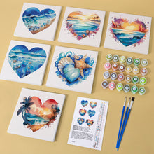 Load image into Gallery viewer, Mini Paint by numbers 15x15cm (6 pieces) - Romantic Beach Scenes