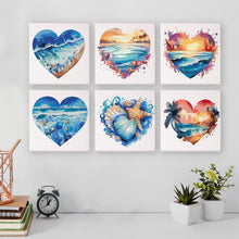 Load image into Gallery viewer, Mini Paint by numbers 15x15cm (6 pieces) - Romantic Beach Scenes