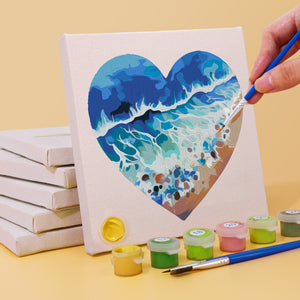 Mini Paint by numbers 15x15cm (6 pieces) - Romantic Beach Scenes