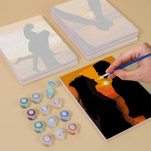 Load image into Gallery viewer, Mini Paint by numbers 15x20cm (6 pieces) - Romantic Sunset Silhouettes