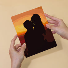 Load image into Gallery viewer, Mini Paint by numbers 15x20cm (6 pieces) - Romantic Sunset Silhouettes