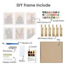 Load image into Gallery viewer, Mini Paint by numbers 15x20cm (6 pieces) - Romantic Sunset Silhouettes