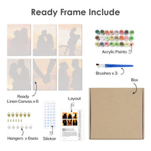 Load image into Gallery viewer, Mini Paint by numbers 15x20cm (6 pieces) - Romantic Sunset Silhouettes