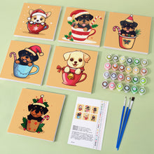 Load image into Gallery viewer, Mini Paint by numbers 15x15cm (6 pieces) - Christmas Dogs in Cups