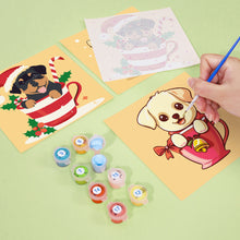 Load image into Gallery viewer, Mini Paint by numbers 15x15cm (6 pieces) - Christmas Dogs in Cups