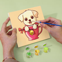 Load image into Gallery viewer, Mini Paint by numbers 15x15cm (6 pieces) - Christmas Dogs in Cups