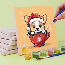 Load image into Gallery viewer, Mini Paint by numbers 15x15cm (6 pieces) - Christmas Dogs in Cups