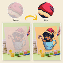 Load image into Gallery viewer, Mini Paint by numbers 15x15cm (6 pieces) - Christmas Dogs in Cups