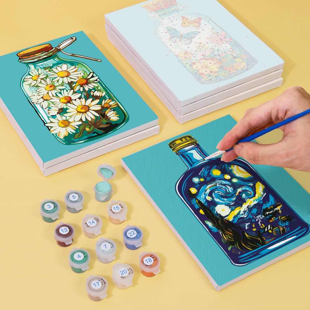 Mini Paint by numbers 15x20cm (6 pieces) - Magical Glass Bottle Series ...