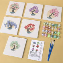 Load image into Gallery viewer, Mini Paint by numbers 15x15cm (6 pieces) - Seasonal Bonsai Tree