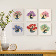 Load image into Gallery viewer, Mini Paint by numbers 15x15cm (6 pieces) - Seasonal Bonsai Tree