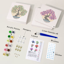 Load image into Gallery viewer, Mini Paint by numbers 15x15cm (6 pieces) - Seasonal Bonsai Tree
