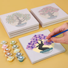 Load image into Gallery viewer, Mini Paint by numbers 15x15cm (6 pieces) - Seasonal Bonsai Tree