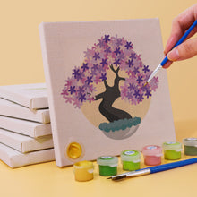 Load image into Gallery viewer, Mini Paint by numbers 15x15cm (6 pieces) - Seasonal Bonsai Tree