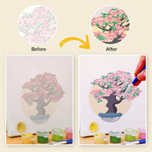 Load image into Gallery viewer, Mini Paint by numbers 15x15cm (6 pieces) - Seasonal Bonsai Tree