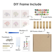 Load image into Gallery viewer, Mini Paint by numbers 15x15cm (6 pieces) - Seasonal Bonsai Tree