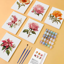 Load image into Gallery viewer, Mini Paint by numbers 15x20cm (6 pieces) - Spring Botanical Garden