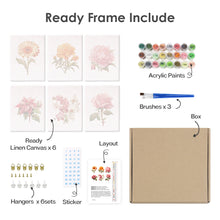 Load image into Gallery viewer, Mini Paint by numbers 15x20cm (6 pieces) - Spring Botanical Garden