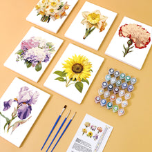 Load image into Gallery viewer, Mini Paint by numbers 15x20cm (6 pieces) - Floral Journey