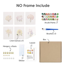 Load image into Gallery viewer, Mini Paint by numbers 15x20cm (6 pieces) - Floral Journey