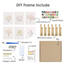 Load image into Gallery viewer, Mini Paint by numbers 15x20cm (6 pieces) - Floral Journey