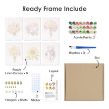Load image into Gallery viewer, Mini Paint by numbers 15x20cm (6 pieces) - Floral Journey