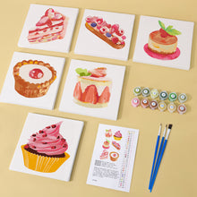 Load image into Gallery viewer, Mini Paint by numbers 15x15cm (6 pieces) - Sweet Desserts Series 1