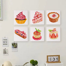 Load image into Gallery viewer, Mini Paint by numbers 15x15cm (6 pieces) - Sweet Desserts Series 1