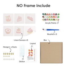 Load image into Gallery viewer, Mini Paint by numbers 15x15cm (6 pieces) - Sweet Desserts Series 1