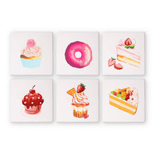 Load image into Gallery viewer, Mini Paint by numbers 15x15cm (6 pieces) - Sweet Desserts Series 2