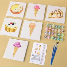 Load image into Gallery viewer, Mini Paint by numbers 15x15cm (6 pieces) - Sweet Desserts Series 3