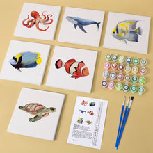 Load image into Gallery viewer, Mini Paint by numbers 15x15cm (6 pieces) - Ocean Creatures Series