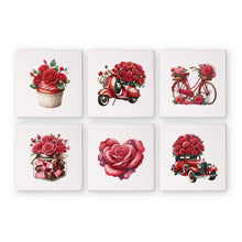 Load image into Gallery viewer, Mini Paint by numbers 15x15cm (6 pieces) - Red Rose Valentine's Day Series 1