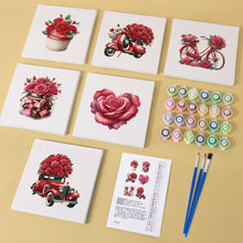 Load image into Gallery viewer, Mini Paint by numbers 15x15cm (6 pieces) - Red Rose Valentine's Day Series 1
