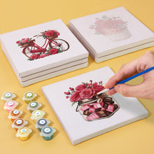 Load image into Gallery viewer, Mini Paint by numbers 15x15cm (6 pieces) - Red Rose Valentine's Day Series 1