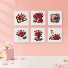 Load image into Gallery viewer, Mini Paint by numbers 15x15cm (6 pieces) - Red Rose Valentine's Day Series 2