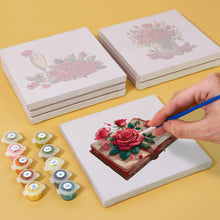 Load image into Gallery viewer, Mini Paint by numbers 15x15cm (6 pieces) - Red Rose Valentine's Day Series 2