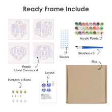 Load image into Gallery viewer, Mini Paint by numbers 15x15cm (4 pieces) - Football Cup
