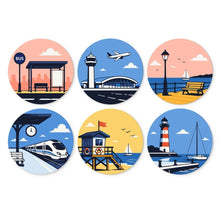 Load image into Gallery viewer, Mini Paint by Numbers Set - Discs Ø20cm (6 pieces) - Places to Wander Figured'Art