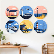 Load image into Gallery viewer, Mini Paint by Numbers Set - Discs Ø20cm (6 pieces) - Places to Wander