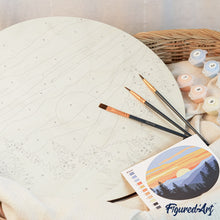 Load image into Gallery viewer, Paint by numbers on Wood Slice - Pastel Sunrise