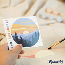 Load image into Gallery viewer, Paint by numbers on Wood Slice - Pastel Sunrise