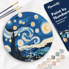 Load image into Gallery viewer, Paint by numbers on Wood Slice - Starry Night Figured&#39;Art UK
