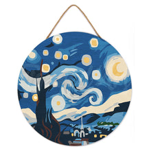 Load image into Gallery viewer, Paint by numbers on Wood Slice - Starry Night