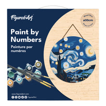 Load image into Gallery viewer, Paint by numbers on Wood Slice - Starry Night