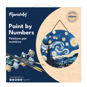 Paint by numbers on Wood Slice - Starry Night