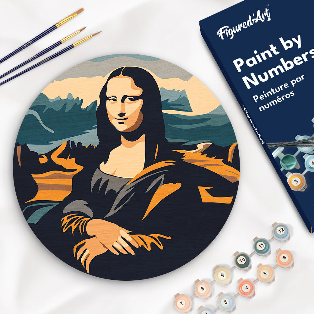 Paint by numbers on Wood Slice - Mona Lisa Figured'Art UK
