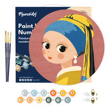 Load image into Gallery viewer, Paint by numbers on Wood Slice - Girl with Earring