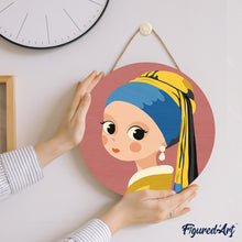 Load image into Gallery viewer, Paint by numbers on Wood Slice - Girl with Earring
