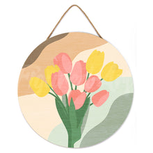 Load image into Gallery viewer, Paint by numbers on Wood Slice - Bouquet of Tulips